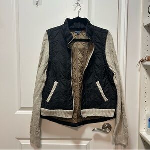 Democracy Black Quilted Vest with Tan Lining